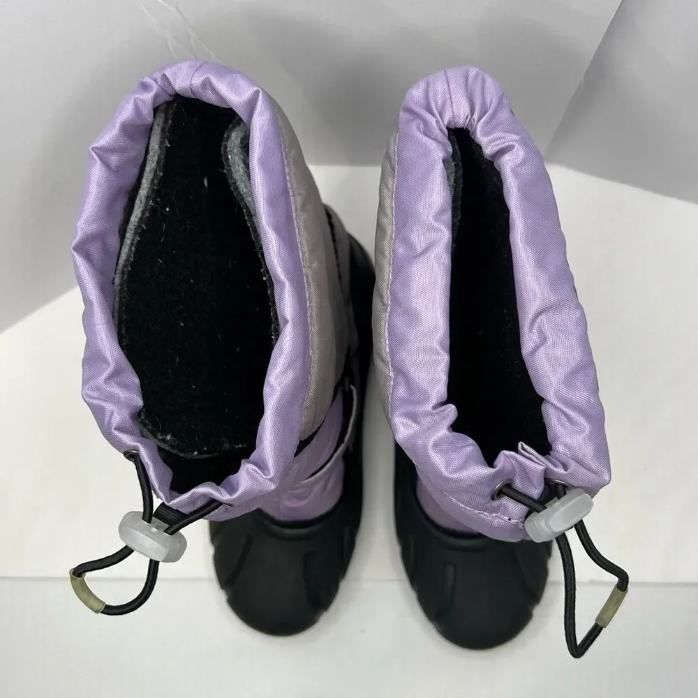 Sorel Flurry Lavender Gray Knee High Waterproof Winter Snow Big Girl Boots Sz 4
